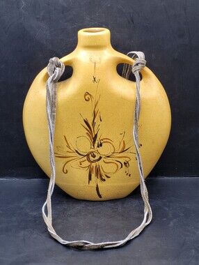 Vintage 1970s Fani Pottery Art Vase BH Ceramics Israel Signed Canteen Flask 9"